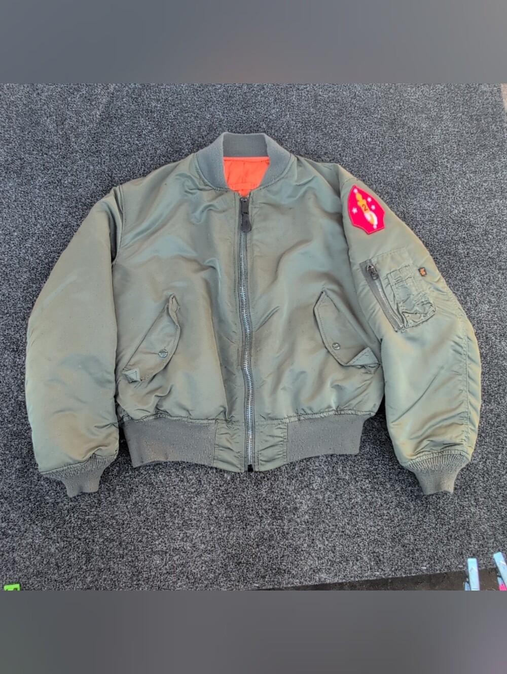 Alpha Industries Jacket Extra Large MA1 Flyer Black Orange Reversible Bomber USA